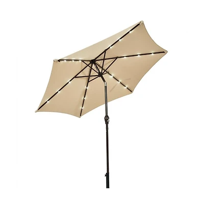 9 Feet Solar Led Lighted Patio Market Umbrella with Tilt Adjustment without Base