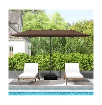 13feet Double-sided Patio Umbrella with Solar Lights for Garden Pool Backyard