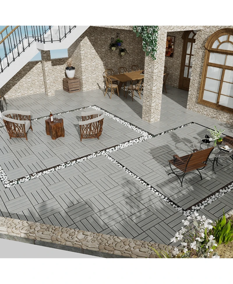 Wpc Patio Deck Tiles - 22 Pack, Interlocking