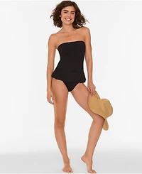 Lands' End Women's Sculpting Suit Ruffle Bandeau One Piece Swimsuit