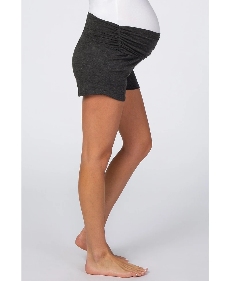 PinkBlush Black Ruched Side Maternity Lounge Shorts