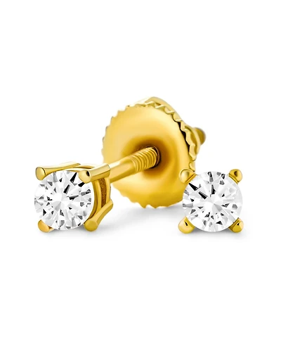 Bling Jewelry Minimalist Tiny .25CT Solitaire Cubic Zirconia Stud Earrings Gold Plated Sterling Silver Screw back