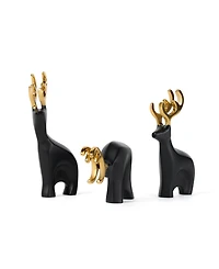 Nambe Mini Prancer Reindeer Figurines, Set of 3