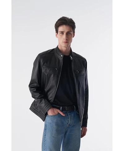 Furniq Uk Men's Cruiser Style Genuine Leather Jacket