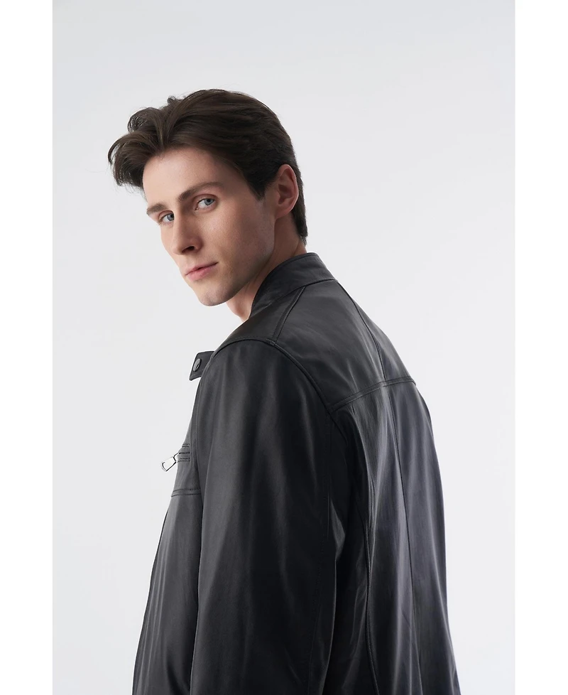 Furniq Uk Men's Cruiser Style Genuine Leather Jacket