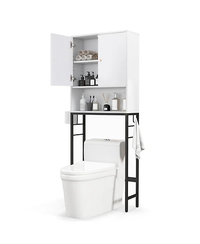 Over The Toilet Storage Cabinet with 2 Doors and Adjustable Shelf