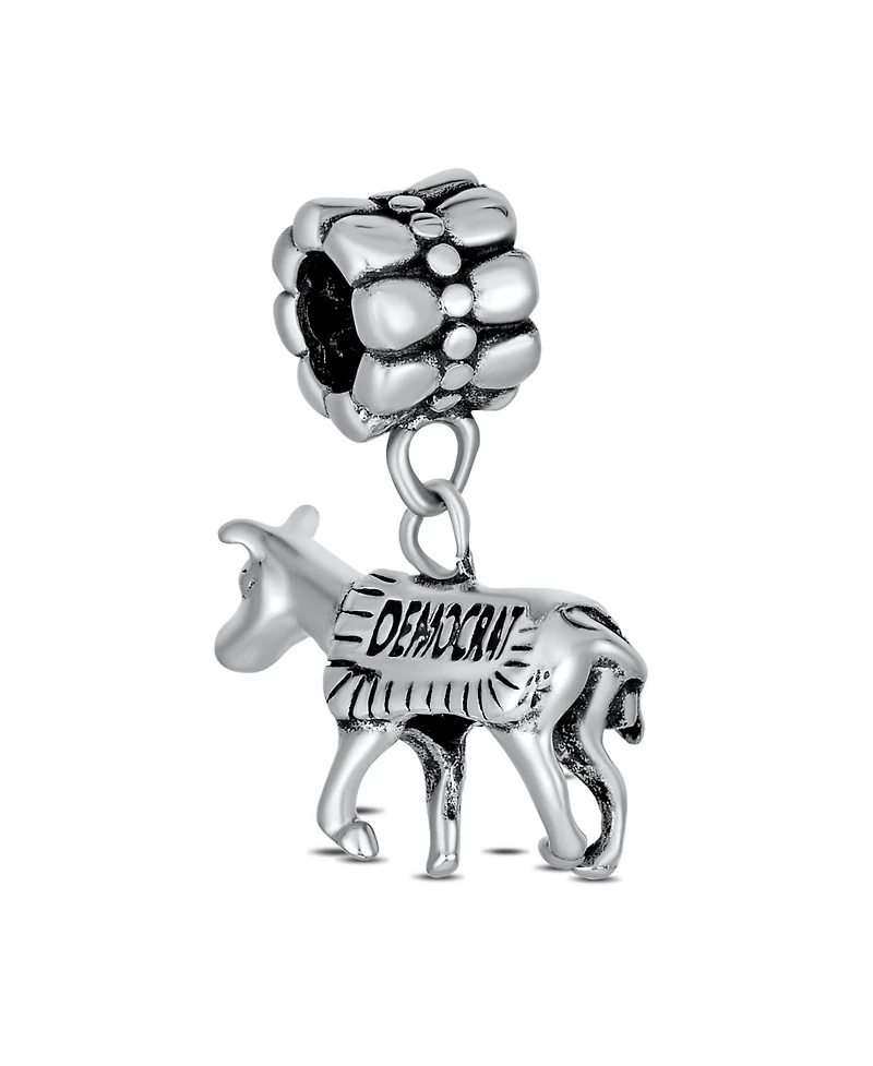 Bling Jewelry Usa Patriotic Democrat Donkey Dangle Charm Bead Sterling Silver Fits European Bracelet