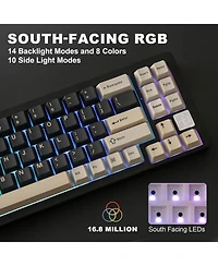 Yunzii AL71 75% Mechanical Keyboard,Full Aluminum Cnc,Hot Swappable Gasket,2.4GHz Wireless BT5.0/Usb-c Wired,Nkro Programmable Rgb Backlight Creamy Ty