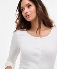 Hippie Rose Juniors' Long-Sleeve Button-Front Knit Top