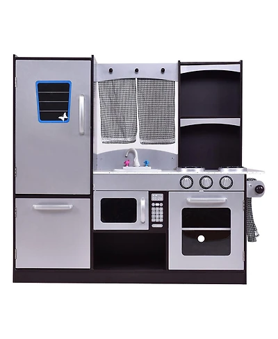 Gymax Kids Cooking Pretend Play Toy Wooden Kitchen Set Children Playset Vintage
