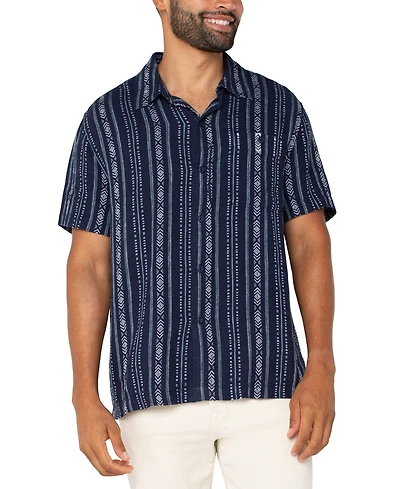 Liverpool Los Angeles Men's Printed Short-Sleeve Button Shirt