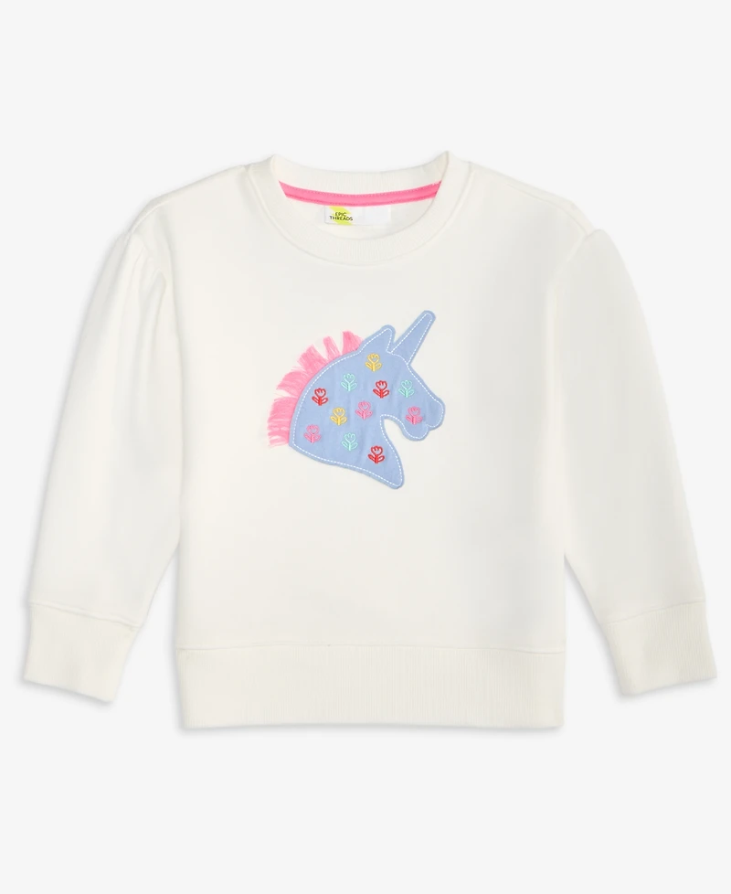 Epic Threads Girls Toddler 2T-4T Unicorn Applique Detail Sweatshirt, Macy's Exclusive