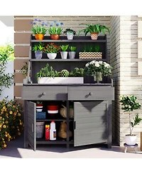 65" Garden Potting Bench - Fir Wood Workstation