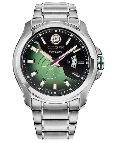 Marvel by Citizen Hulk Silver-Tone Stainless Steel Bracelet Watch 43mm