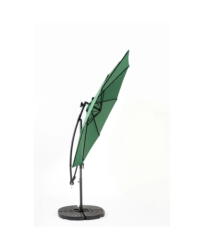 10ft Solar Led Offset Hanging Market Patio Umbrella ( Dark green )