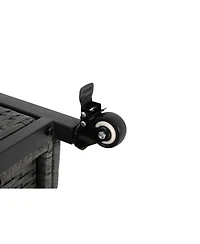 Outdoor Wicker Rolling Cart with Stainless Steel Top