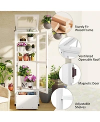 Wood Garden Greenhouse with Storage