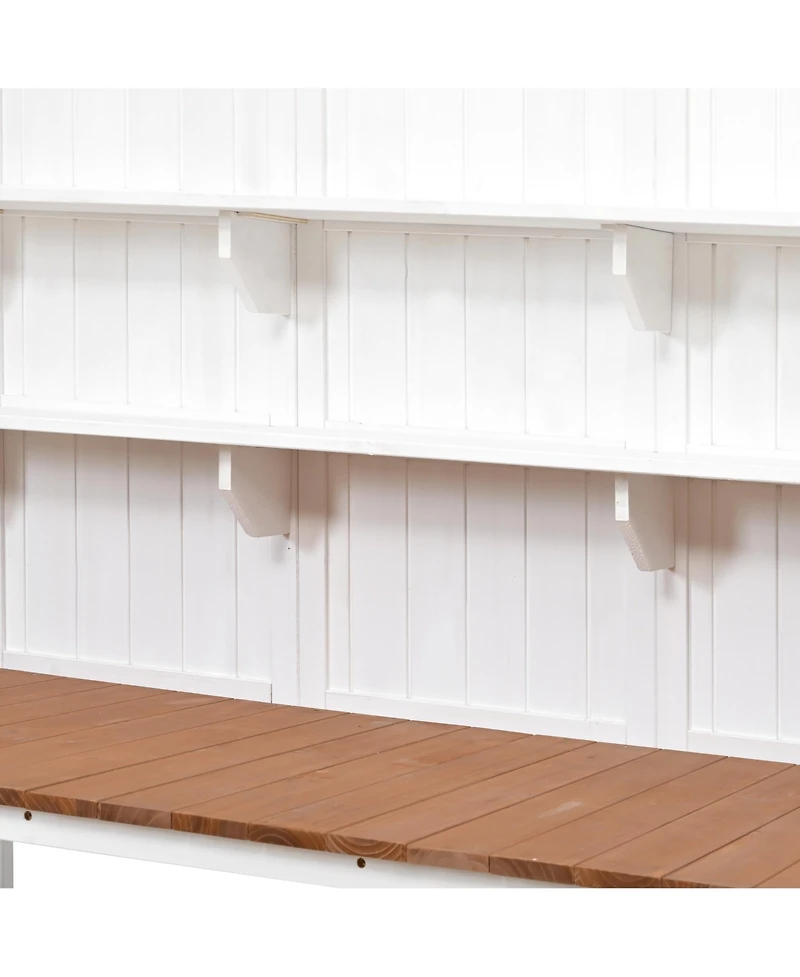 Fir Wood Potting Bench with Hutch