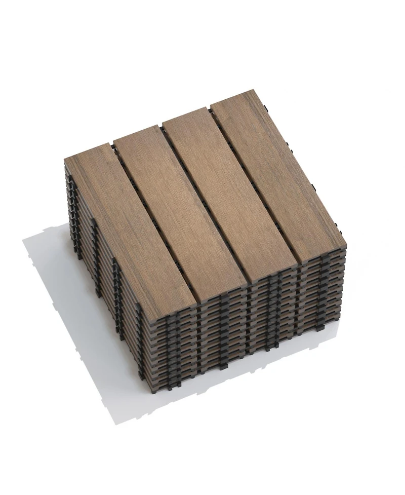 Oak Wpc Patio Tiles - 22 Pack - Interlocking Decking
