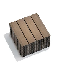 Oak Wpc Patio Tiles - 22 Pack - Interlocking Decking