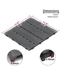 Wpc Patio Tiles - 22 Pack - Interlocking Decking - 11.8" Ash