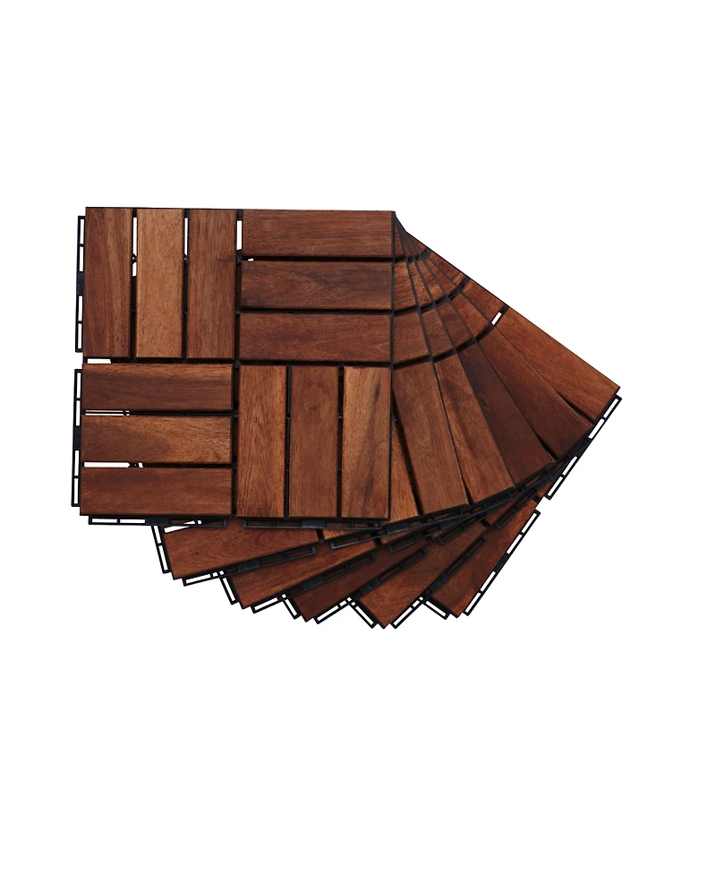 Acacia Wood Deck Tiles - Checker Pattern, 20 Pcs
