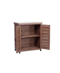 Potting Bench with Storage & Metal Top - Outdoor Garden Workstation