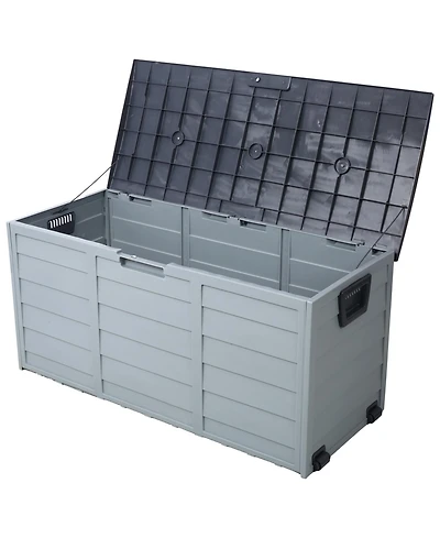 75 Gallon Resin Deck Box - Outdoor Storage with Wheels