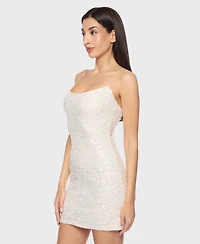 Juniors' Sequined Jacquard Bodycon Dress