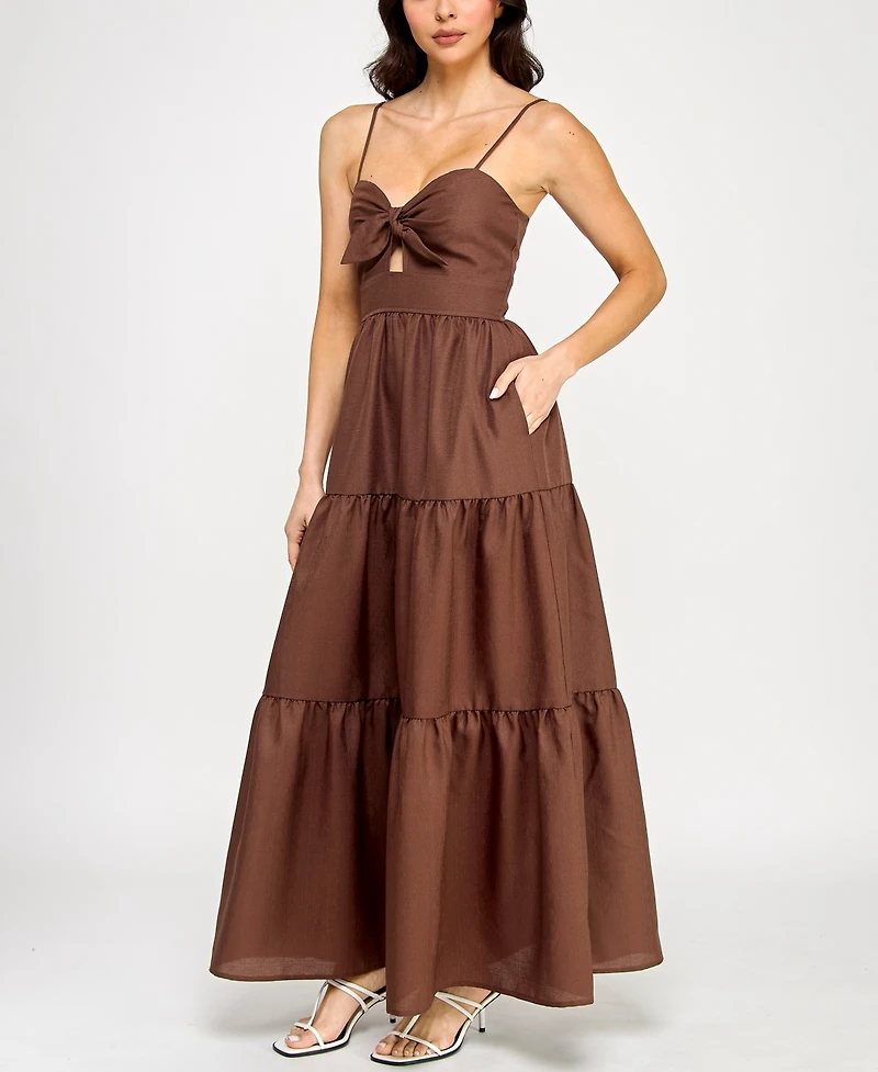 Trixxi Juniors' Tiered Keyhole Fit & Flare Dress