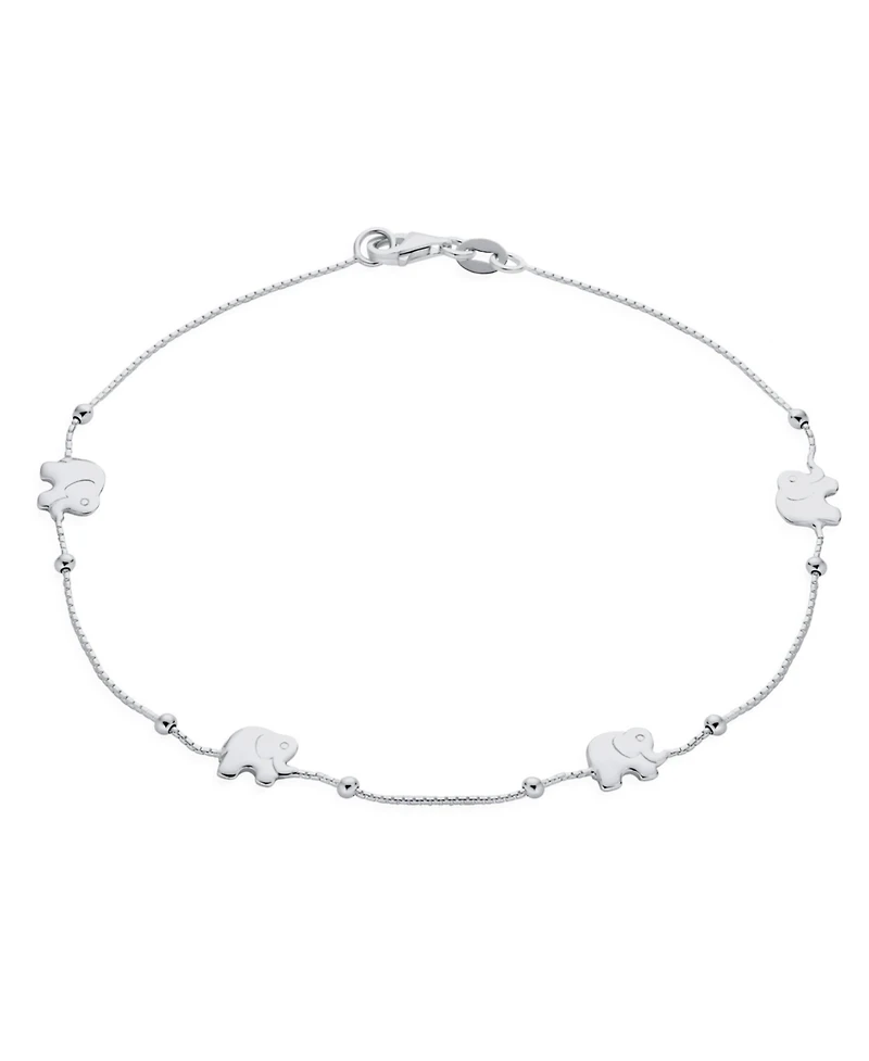 Bling Jewelry Five Multi Zoo Animal Lucky Beads Elephant Charms Anklet Ankle Bracelet Silver