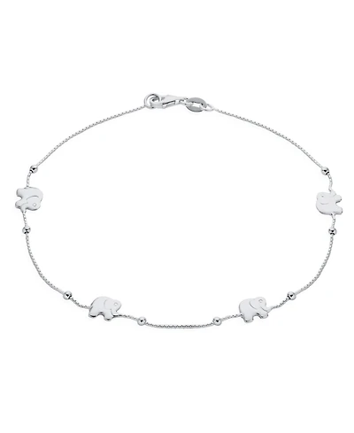Bling Jewelry Five Multi Zoo Animal Lucky Beads Elephant Charms Anklet Ankle Bracelet Silver