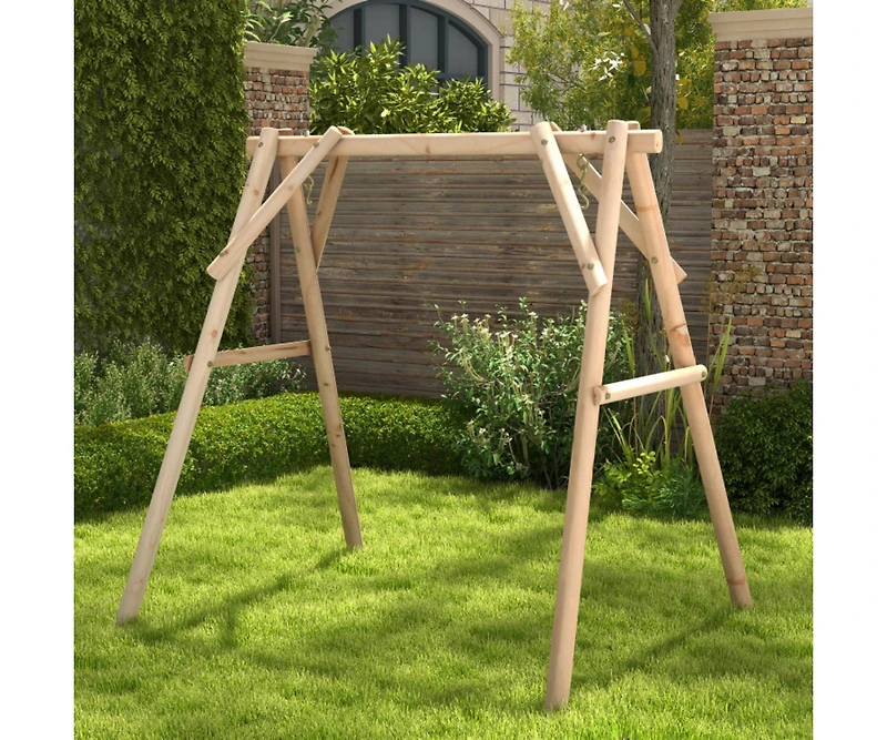 Heavy Duty Wooden Porch Swing Frame with Reinforced Bars