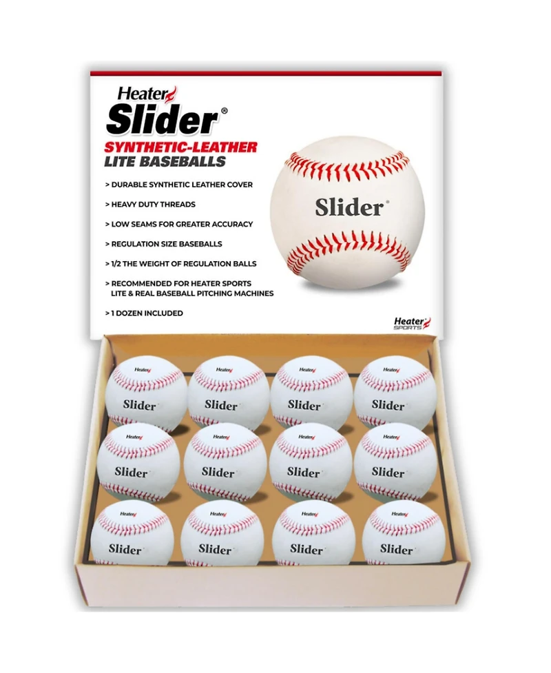 Heater Sports Slider Lite Genuine Leather Pitching Machine Baseballs