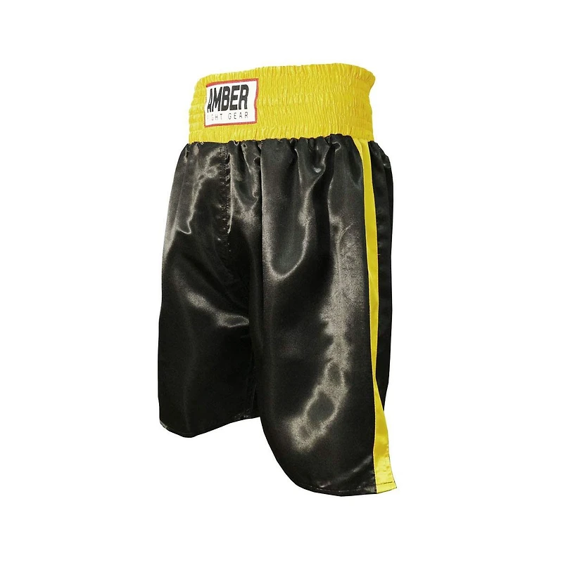 Fearless Classic Satin Pro-Style Boxing Trunks: Premium Fight Shorts for Training and Gym Clothing, Boxing Trunks Black/Gold, Size L