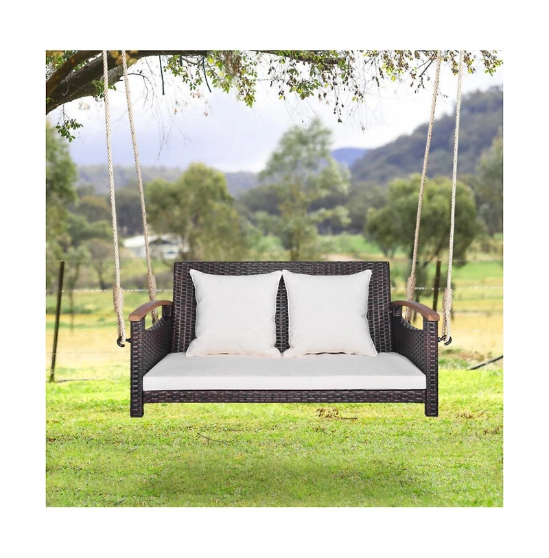 2-Person Patio Rattan Porch Swing Hammock