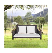 2-Person Patio Rattan Porch Swing Hammock