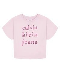Calvin Klein Big Girls Foil Short Sleeve T-Shirt