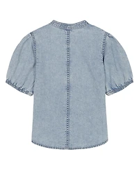 Clavin Klein Big Girls Frayed Denim Shirt