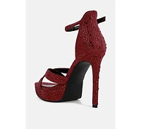 Regalia Womens Rhinestone Embellished Stiletto Sandals