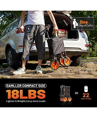 EchoSmile Collapsible Foldable Wagon with 300lbs Weight Cart Heavy Duty Folding Beach Wagon Cart with Wheels and Adjustable Handle for Camping Garden