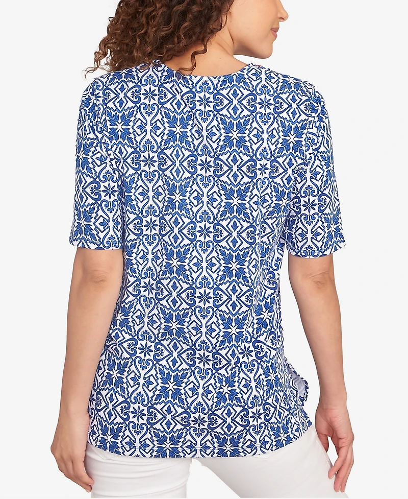 Ruby Rd. Petite Pacific Medallions Embellished Knit Top
