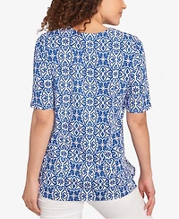 Ruby Rd. Petite Pacific Medallions Embellished Knit Top