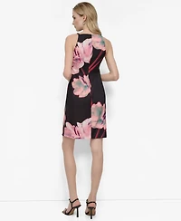 Dkny Women's Printed Crepe Sleeveless Sheath Dress