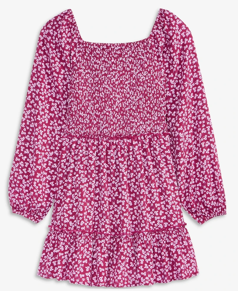 With Jules Big Girls Long-Sleeve Smocked-Bodice Dress