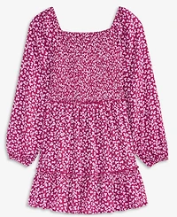 With Jules Big Girls Long-Sleeve Smocked-Bodice Dress
