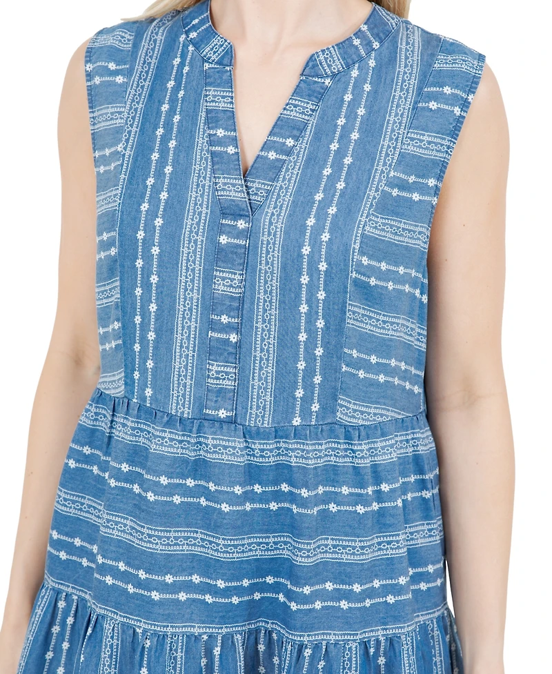 Fever Women's V-Neck Sleeveless Tiered Dress