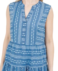 Fever Women's V-Neck Sleeveless Tiered Dress