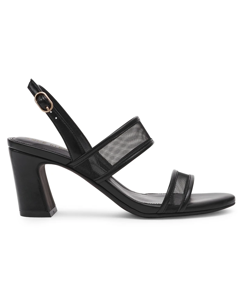 Anne Klein Women's Rhonda Mesh Band Block Heel Dress Sandals