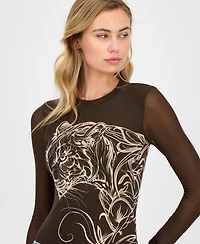 Guess Women's Penelope Long-Sleeve Mesh Bodysuit